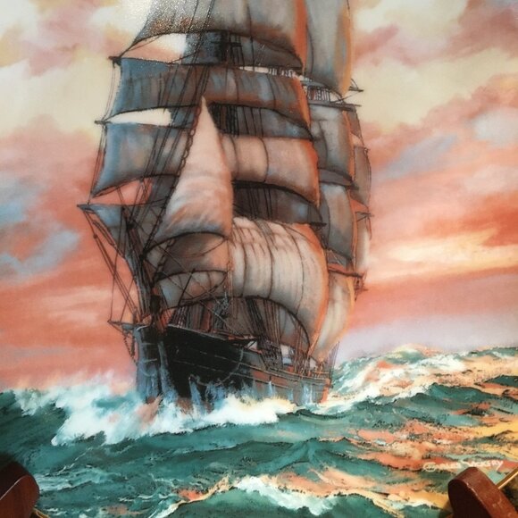 The Golden Age of the Clipper Ship 'The Blue Jacket At Sunset' Plate - Picture 3 of 7